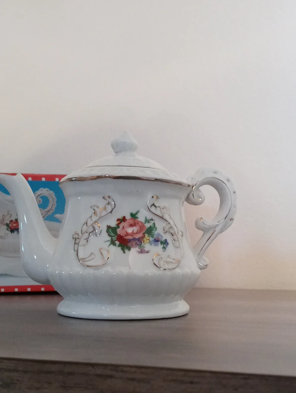 White Floral Porcelain Tea Set - Creamer, Sugar Bowl, Teapot